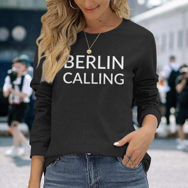 Berlin Calling Langarmshirts für Herren mit Schwarzem Aufdruck, Modisches Design Geschenke für Sie