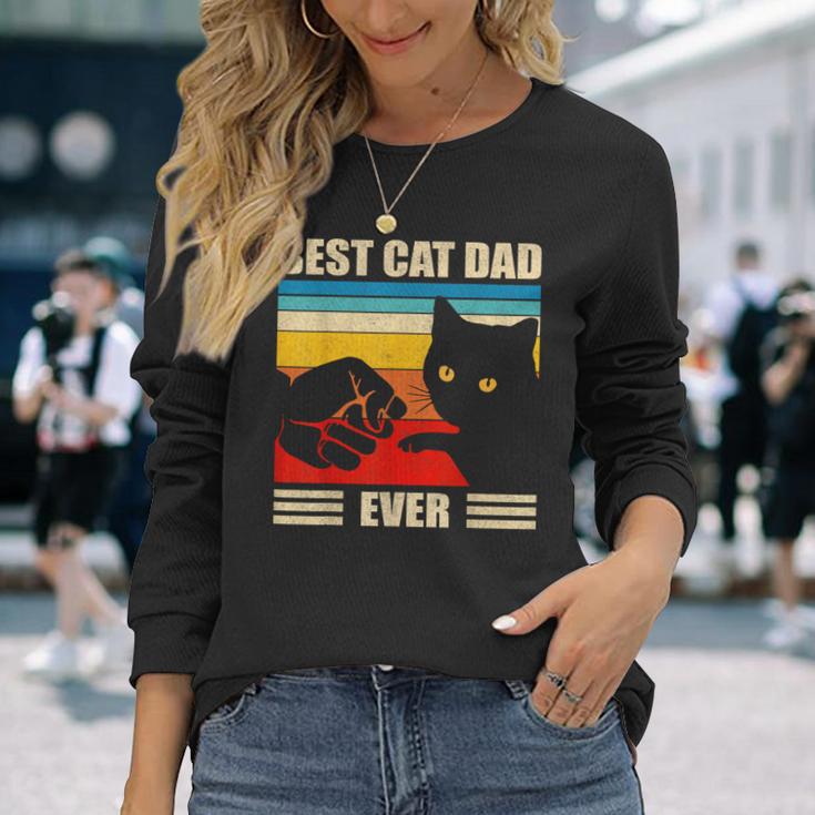 Best Cat Dad Ever Cat Dad Father Vintage Long Sleeve T-Shirt Gifts for Her