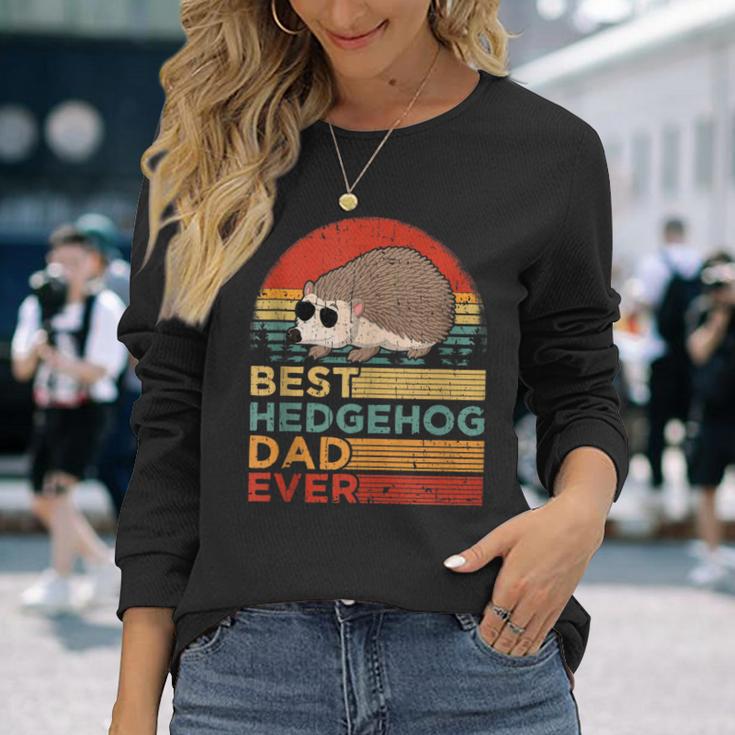 Best Hedgehog Dad Ever Vintage Hedgehog Father's Day Long Sleeve T-Shirt Gifts for Her