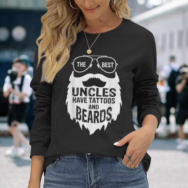 Best Uncles Beards Tattoos Husband Mens Long Sleeve T-Shirt Gifts for Her