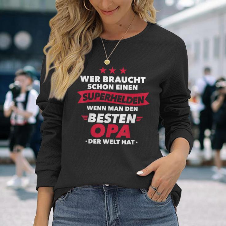 Beste Opa Superheld Langarmshirts, Humorvolles Design für Großväter Geschenke für Sie