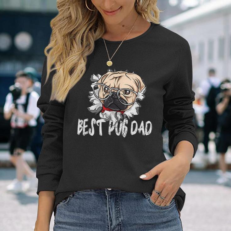 Bester Mops Papa Aller Zeitenintage Langarmshirts Geschenke für Sie