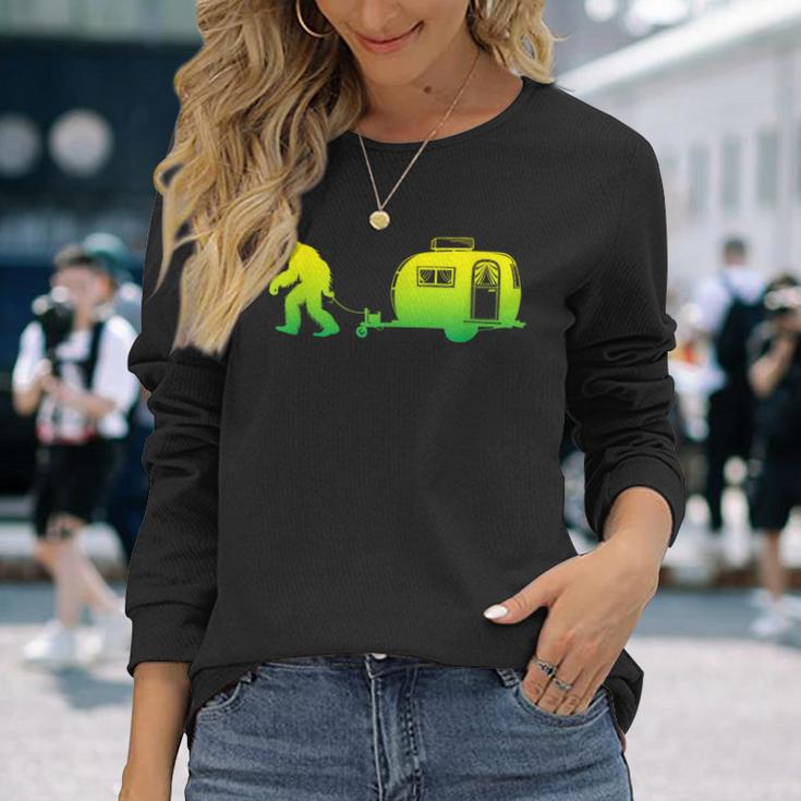 Bigfoot Rv Motorhome Camping Sasquatch Campervan Graphic Long Sleeve T-Shirt Gifts for Her