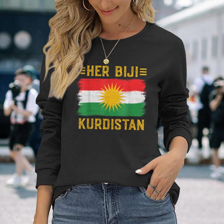 Her Biji Kurdistan Flag Kurdish Kurd Erbil Kurdi Kurdistan Langarmshirts Geschenke für Sie