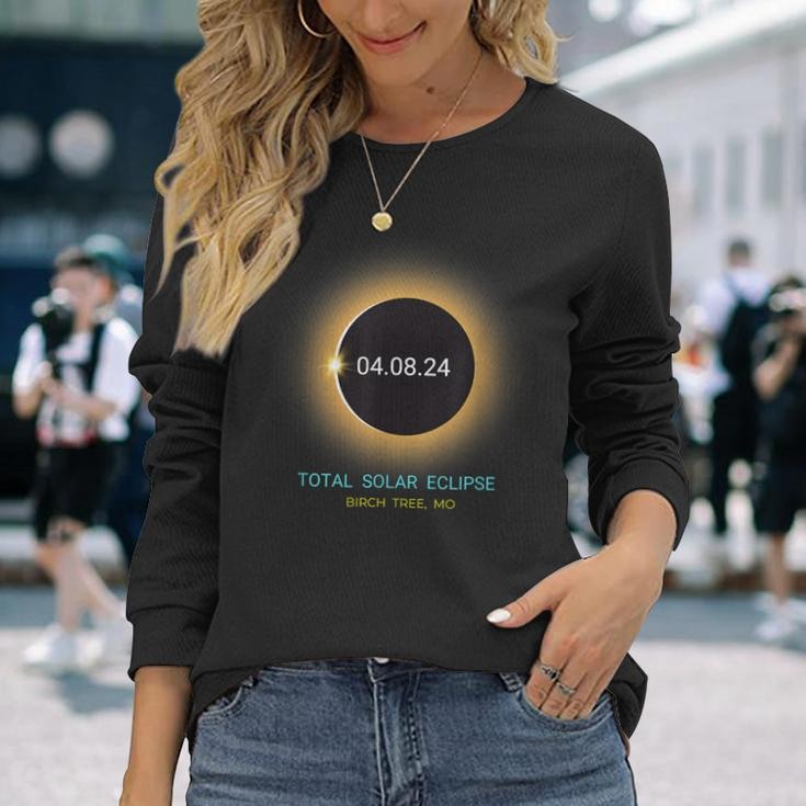 Birch Tree Mo Total Solar Eclipse 040824 Missouri Souvenir Long Sleeve T-Shirt Gifts for Her