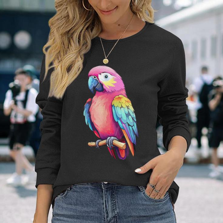 Bird Colourful Parrot Blue Langarmshirts Geschenke für Sie