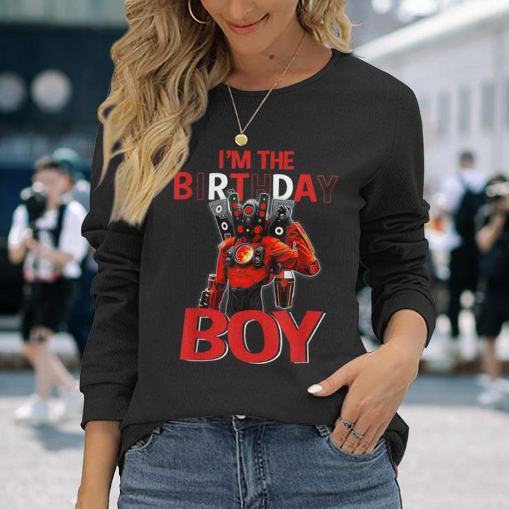 Birthday Boy Skibidi Toilet Speakerman V1 Son Tvman Long Sleeve T-Shirt Gifts for Her