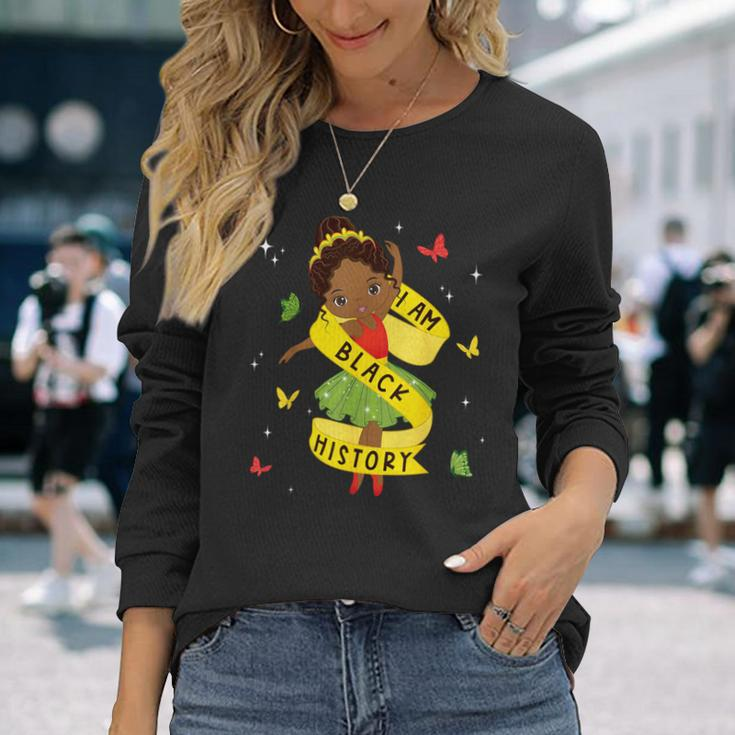 I Am Black History Month Afro African Ballet Dance Girls Long Sleeve T-Shirt Gifts for Her
