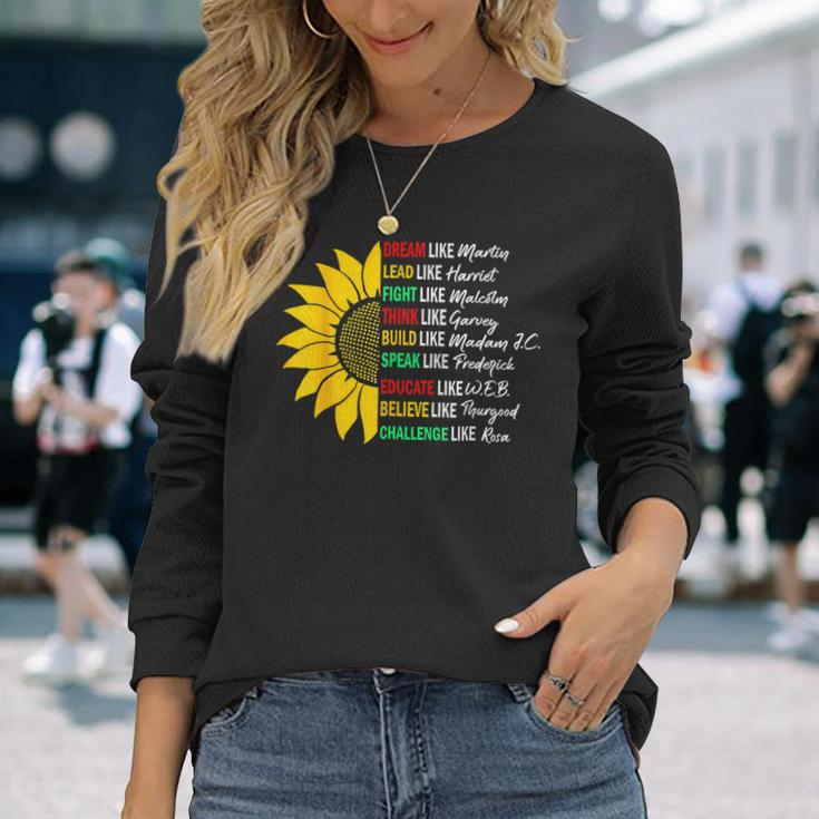 Black History Pride Black Afro African Martin Long Sleeve T-Shirt Gifts for Her