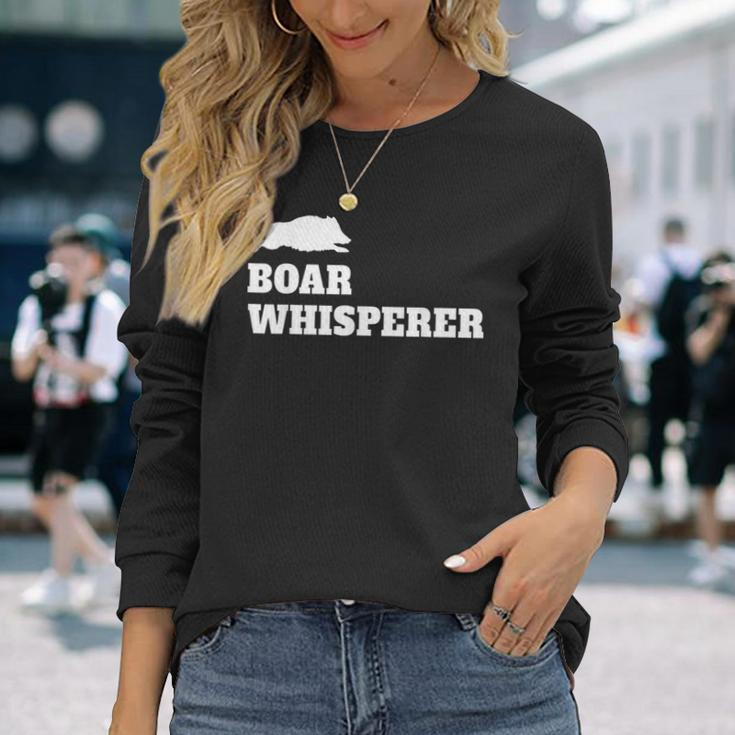 Boar Whisperer Hunting Season Wild Pigs Hog Hunters Long Sleeve T-Shirt Gifts for Her