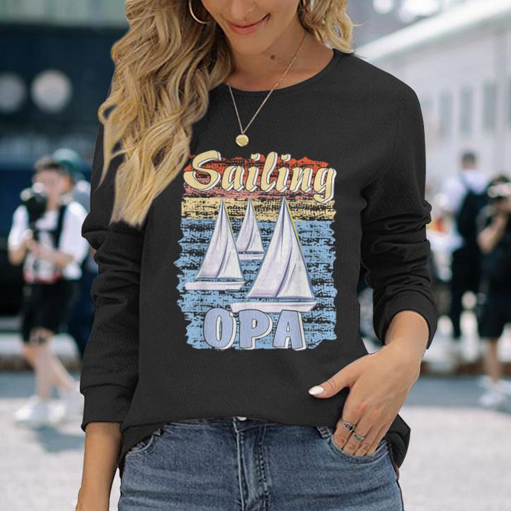 Boote Sailing Opa Papaater Segeln Segelboot Langarmshirts Geschenke für Sie