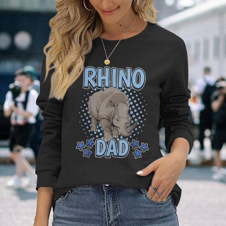 Boys Rhino Dad Rhinoceros Quote Father's Day Rhinos Long Sleeve T-Shirt Gifts for Her
