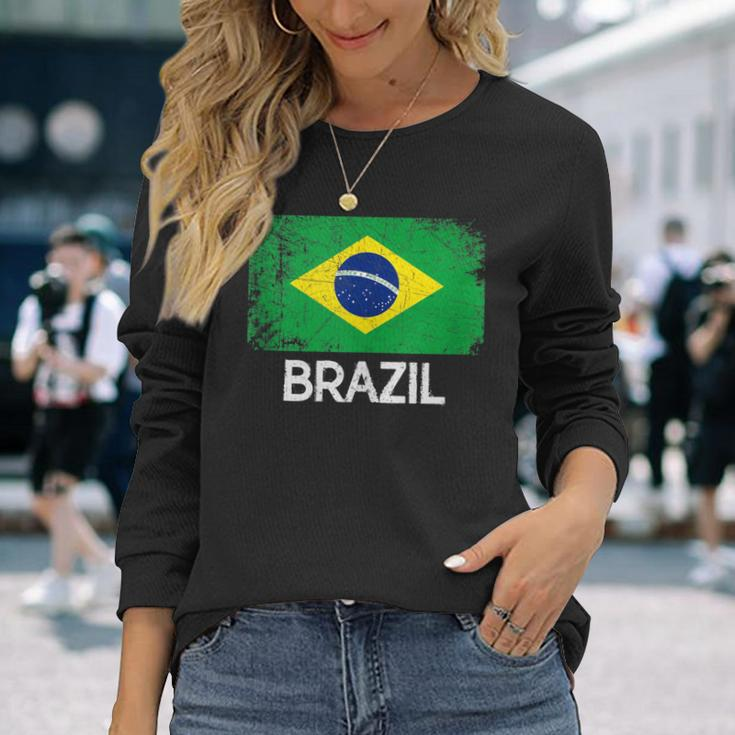 Brazilian Flag Vintage Made In Brazil Long Sleeve T-Shirt Gifts for Her