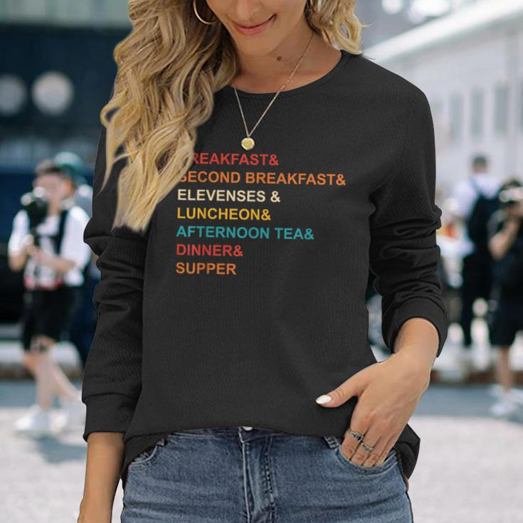 Breakfast& Second Breakfast& Elevenses & Luncheon Quote Long Sleeve T-Shirt Gifts for Her
