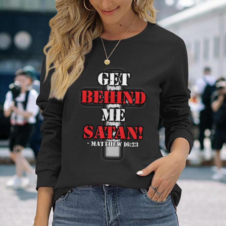 Buffalo Get Behind Me Satan Matthew 1623 Long Sleeve T-Shirt Gifts for Her