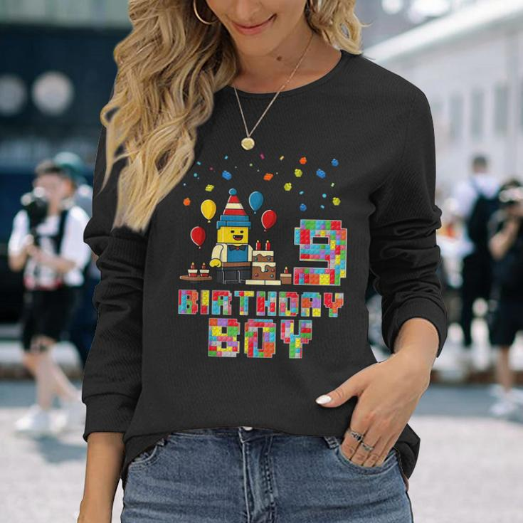Building Bricks 9Th Birthday Boy Master Builder 9 Years Old Long Sleeve T-Shirt Gifts for Her