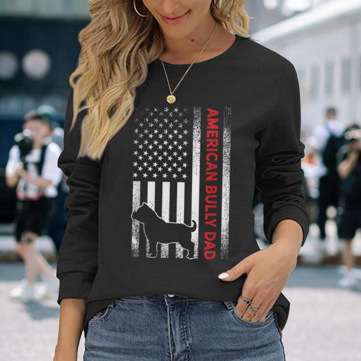 Bully American Pitbull Dog Dad Vintage Flagpet Lover Long Sleeve T-Shirt Gifts for Her