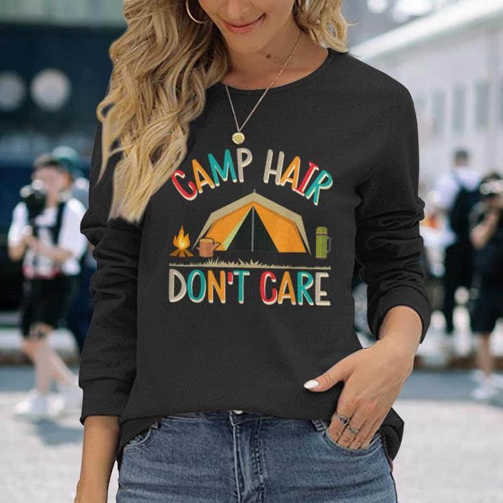 Camp Hair Don't Care Camping Outdoor Camper Wandern Langarmshirts Geschenke für Sie