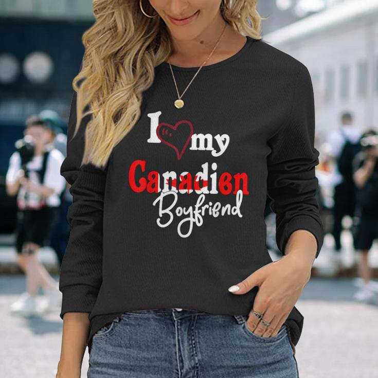 Canada I Love Canadien Boyfriend Couple Matching Long Sleeve T-Shirt Gifts for Her