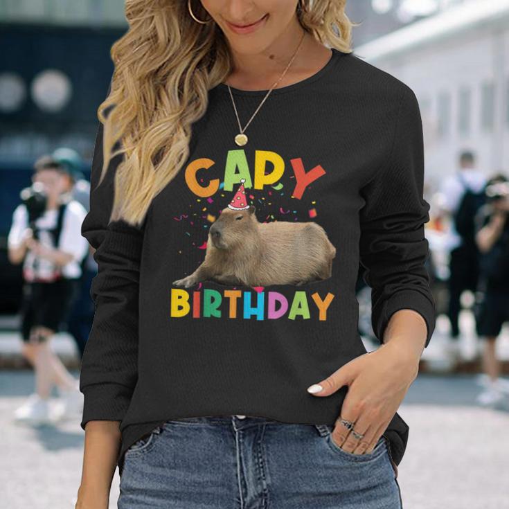 Capy Birthday Capybara Animals Boys Girls Birthday Long Sleeve T-Shirt Gifts for Her