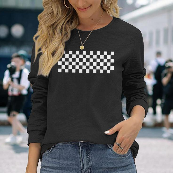 Car Racing Checkered Finish Line Flag Automobile Motor Race Long Sleeve T-Shirt Gifts for Her