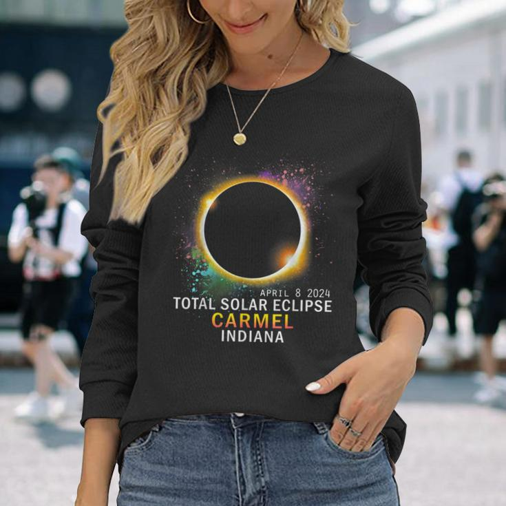 Carmel Indiana Total Solar Eclipse April 8 2024 Long Sleeve T-Shirt Gifts for Her
