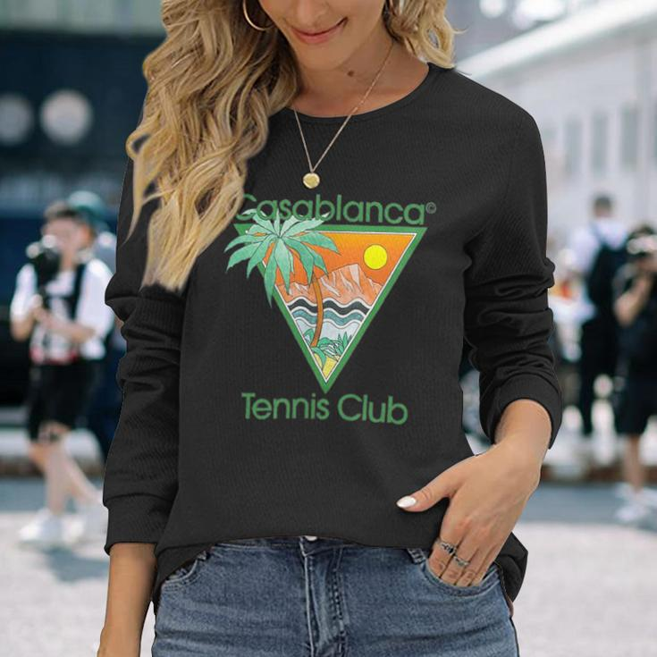 Casablanca Tennis Club Langarmshirts - Tropisches Palmen & Sonnenuntergang Design Geschenke für Sie