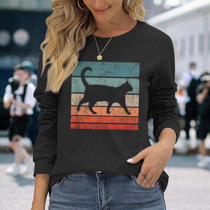 Cat Retro Style Vintage Long Sleeve T-Shirt Gifts for Her