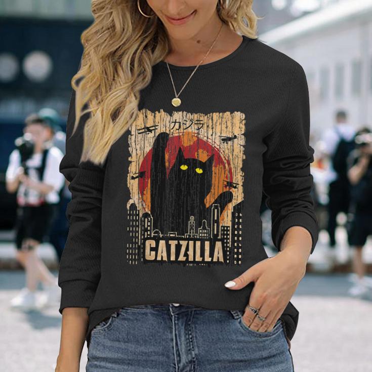 Catzilla Retro Langarmshirts Geschenke für Sie