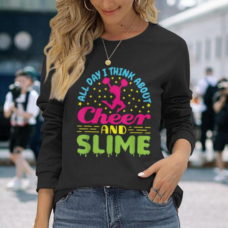 Cheer And Slime Cute Cheerleading Cheerleader Long Sleeve T-Shirt Gifts for Her