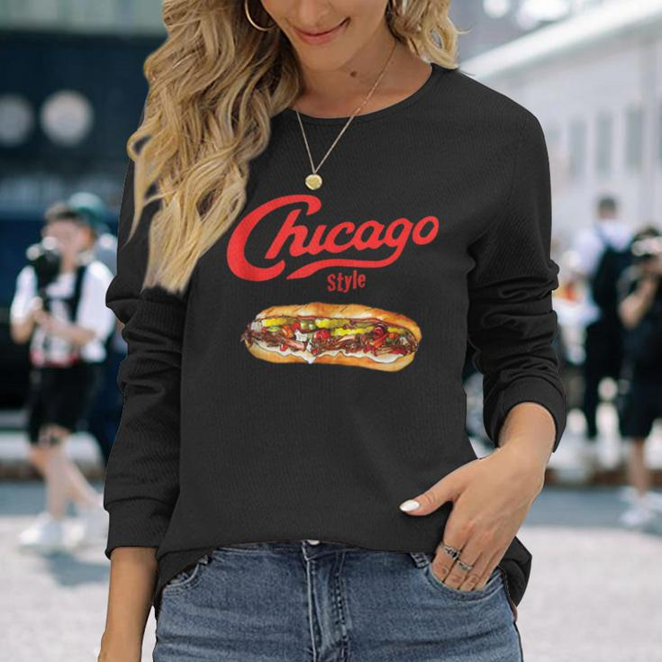 Chicago Italian Beef Sandwich Food Love Long Sleeve T-Shirt Gifts for Her