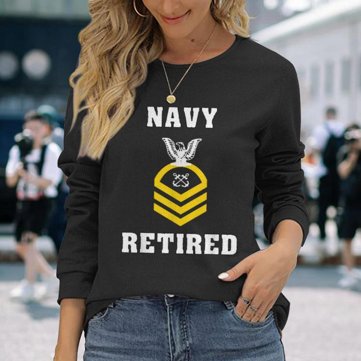 Chief Petty Officer Navy Retired Long Sleeve T-Shirt Gifts for Her
