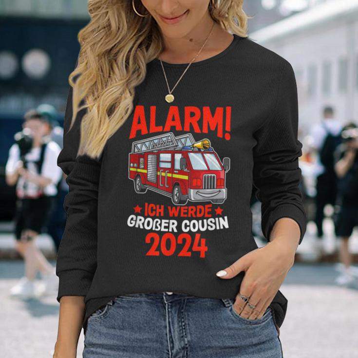 Children's Alarm Ich Werde Großer Cousin 2024 Fire Brigade Langarmshirts Geschenke für Sie