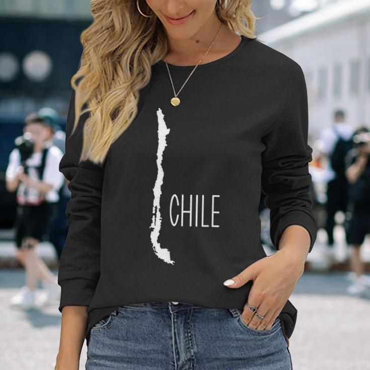 Chile Map Long Sleeve T-Shirt Gifts for Her