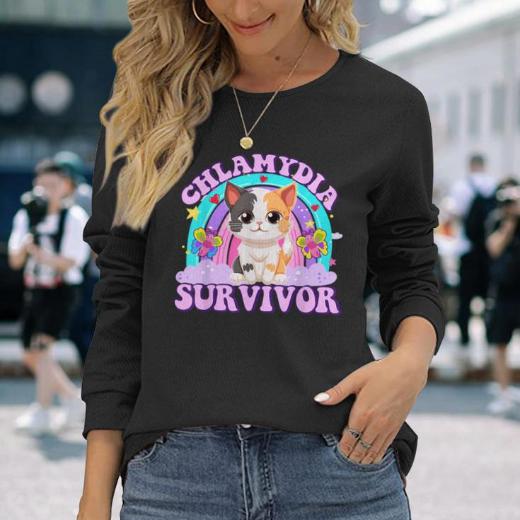 Chlamydia Survivor Cat Meme For Adult Humor Long Sleeve T-Shirt Gifts for Her