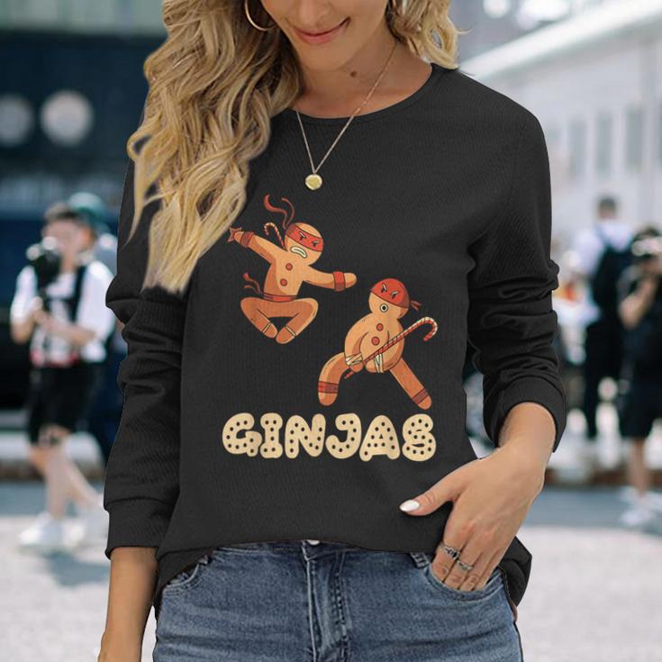 Christmas Ginjas Ninja Gingerbread Man Long Sleeve T-Shirt Gifts for Her