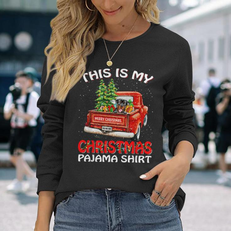 This Is My Christmas Pajama Rottweiler Truck Red Long Sleeve T-Shirt Gifts for Her