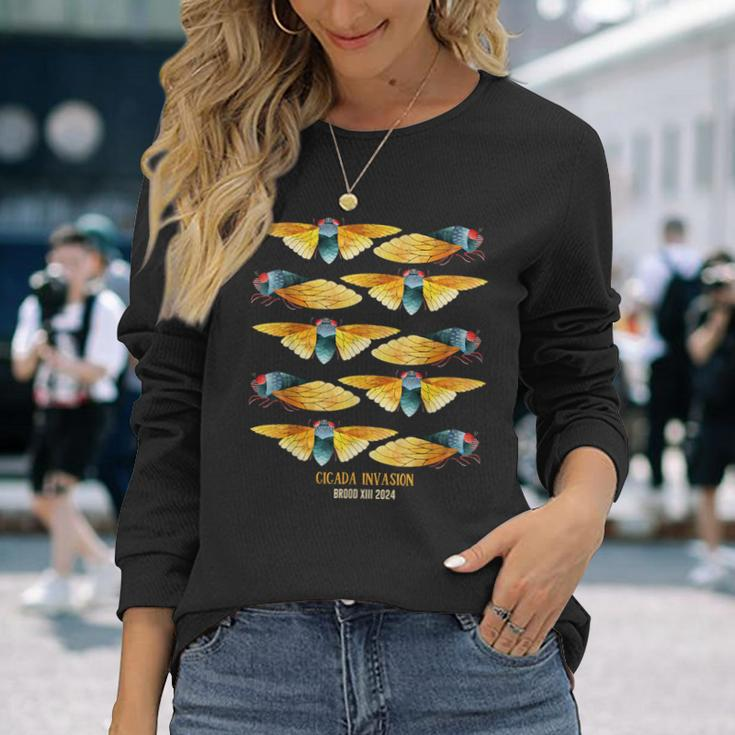 Cicada Invasion Brood Xiii 2024 Enthusiast Nature Observers Long Sleeve T-Shirt Gifts for Her