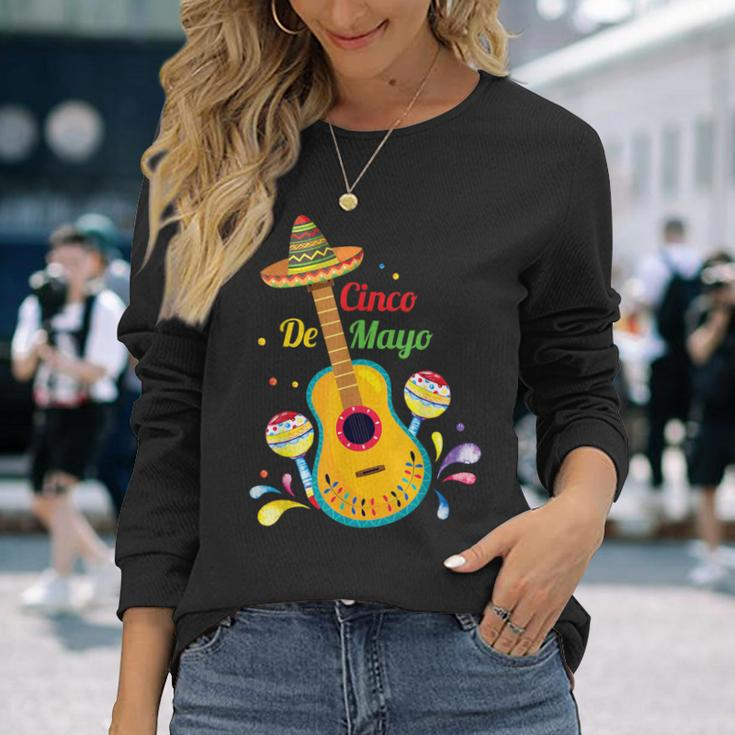 Cinco De Mayo Drinko De Mayo Music Guitar Lover Long Sleeve T-Shirt Gifts for Her