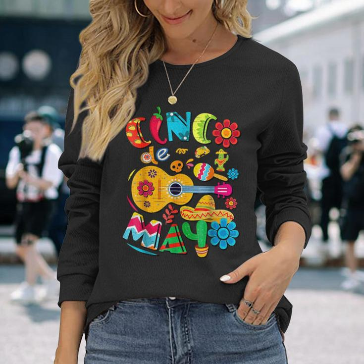 Cinco De Mayo Mexican Taco Guitar Fiesta Cinco De Mayo Long Sleeve T-Shirt Gifts for Her