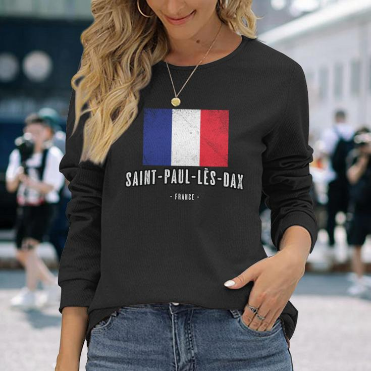City Of Saint-Paul-Lès-Dax France French Flag Drapeau Long Sleeve T-Shirt Gifts for Her
