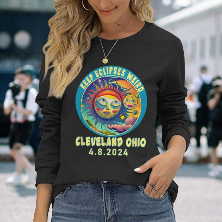 Cleveland Oh Solar Total Eclipse April 2024 Ohio Long Sleeve T-Shirt Gifts for Her