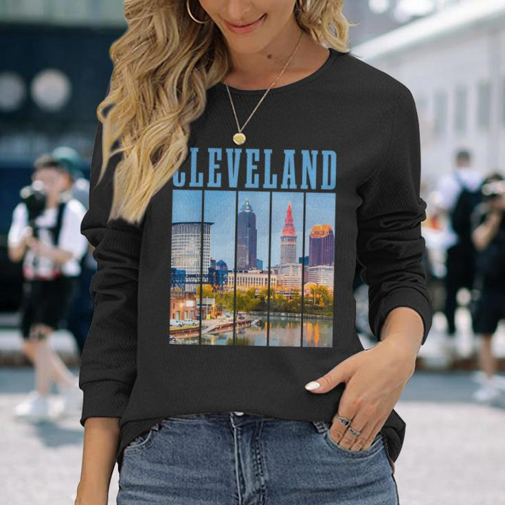 Cleveland Skyline 216 Ohio Vintage Pride Long Sleeve T-Shirt Gifts for Her