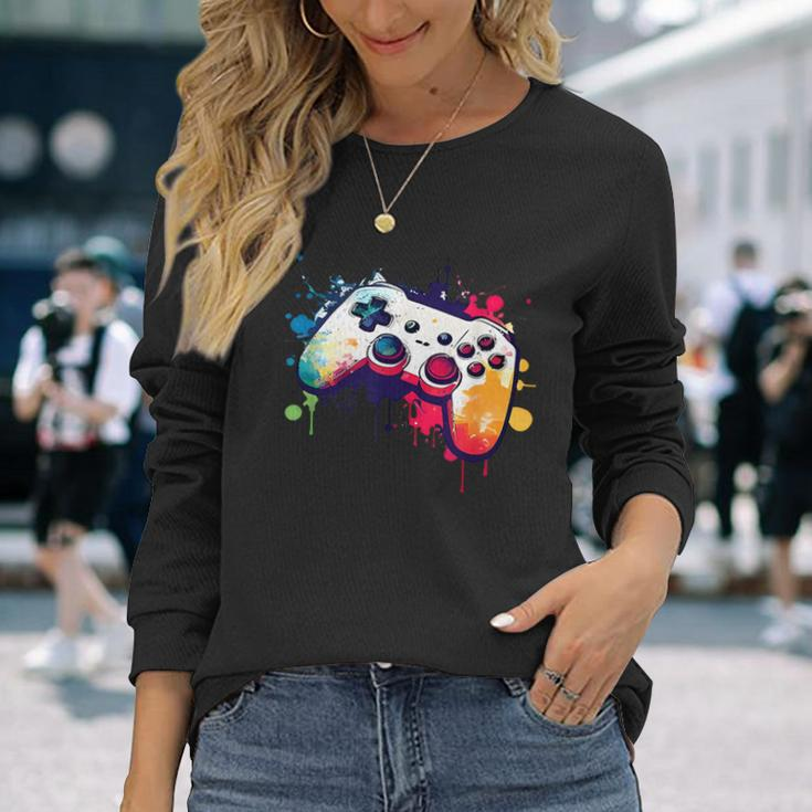 Control All The Things Video Game Controller Gamer Boys Men Long Sleeve T-Shirt Gifts for Her