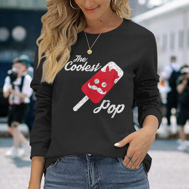 The Coolest Pop Mustache Popsicle For Dad Men Long Sleeve T-Shirt Gifts for Her