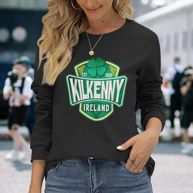 County Kilkenny Ireland Irish Gaelic Football Hurling Badge Long Sleeve T-Shirt Gifts for Her