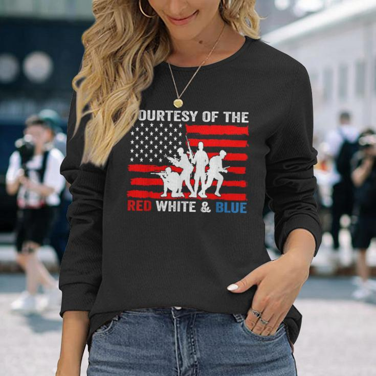 Courtesy Of The Red White And Blue Patriotic Us Flag Long Sleeve T-Shirt Gifts for Her
