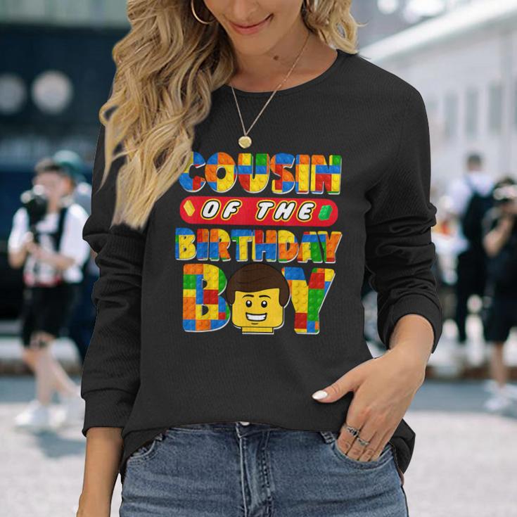 Cousin Of The Birthday Boy Building Brick Family Matching Long Sleeve T-Shirt Gifts for Her