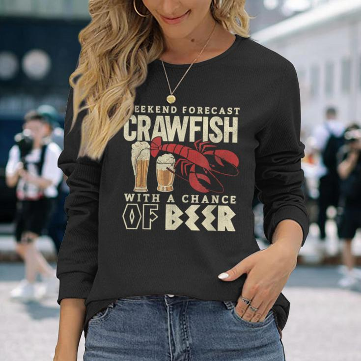 Crawfish Boil Weekend Forecast Cajun Beer Festival Long Sleeve T-Shirt Gifts for Her