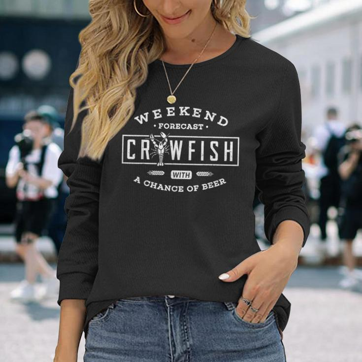 Crawfish Boil Weekend Forecast Cajun Beer Party Men Long Sleeve T-Shirt Gifts for Her
